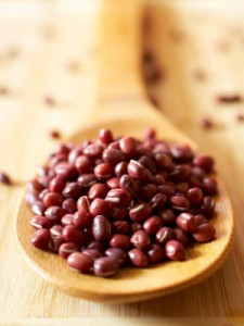 Azuki Beans on a Wooden Spoon